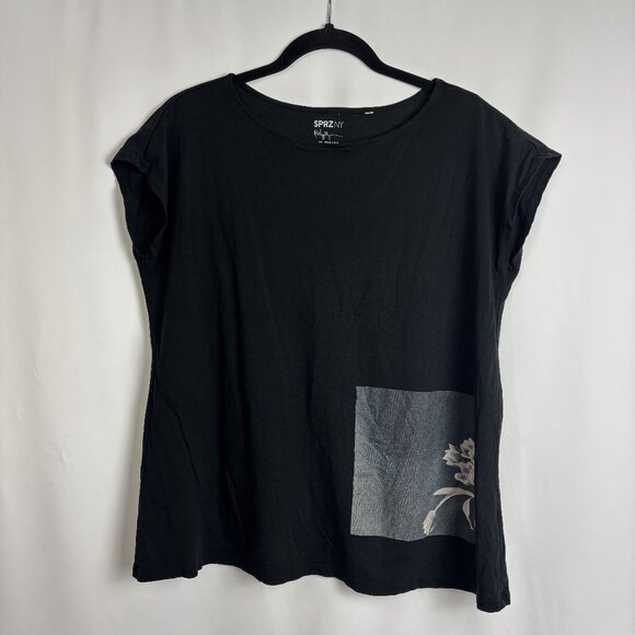 UNIQLO S SPRZ NY MoMA Edition Crew Neck Black Cap Sleeve Graphic Cotton Shirt - Picture 1 of 9